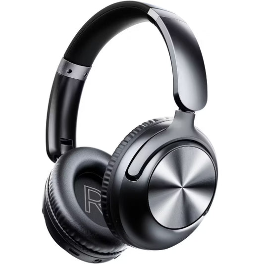 Hybrid ANC BT headphones, BT6.0, -56dB noise reduction (95%). 100H playtime, deep bass, memory foam earcups. For home, office, travel.
