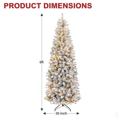 Vivatrees 6 Ft Prelit Artificial Xmas Tree with 10 Lighting Modes Metal Stand Hinged Design Realistic Holiday Pine Tree