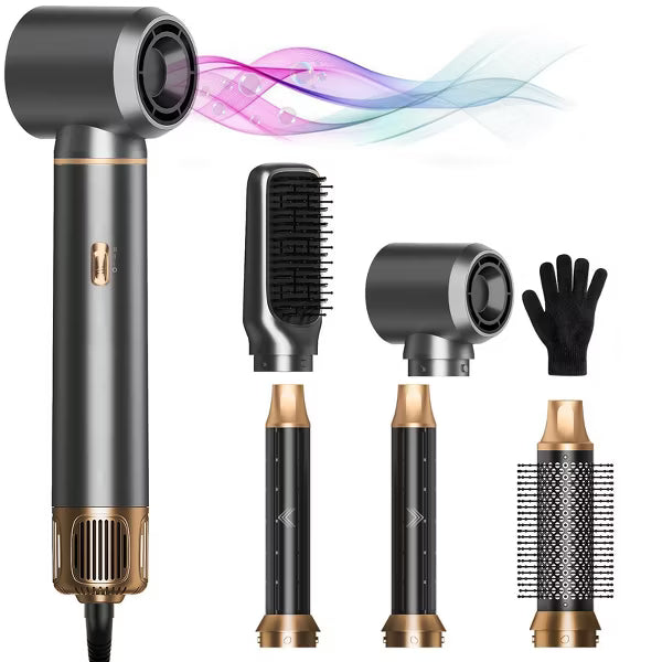 5 in 1 Hair Styler & Blow Dryer Brush,Upgraded Detachable Hair Dryer Brush with Negative Ion,Air Curling Wrap for Curling,Straightening & Volumizing
