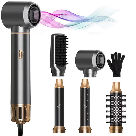 5 in 1 Hair Styler & Blow Dryer Brush,Upgraded Detachable Hair Dryer Brush with Negative Ion,Air Curling Wrap for Curling,Straightening & Volumizing