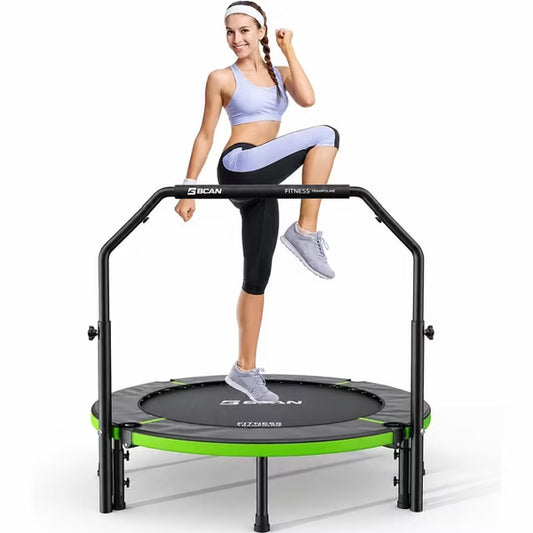 BCAN 48" Foldable Mini Trampoline,Rebounder Trampoline for Adults Workout,Adjustable Foam Handle,Max 440lbs
