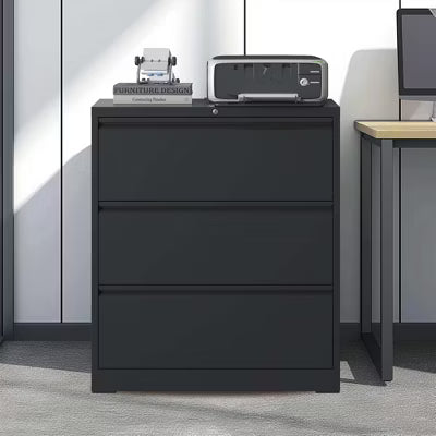 VIYET 40"H Lockable Lateral File Cabinet Heavy-Duty Metal for Home Office, Silent Full-Extension Slides, Anti-Tilt, Fits Letter/Legal/A4/F4,black