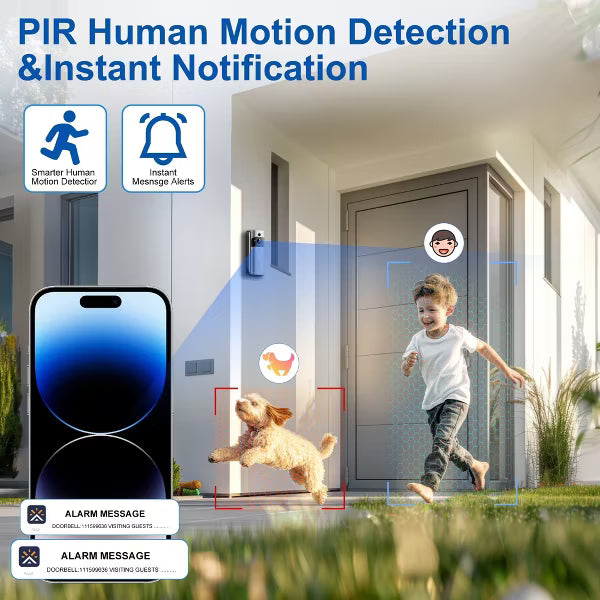 VEATOOL Wireless Doorbell Camera: 1080P, Chime, 2-Way Audio, PIR Motion Detection, Night Vision, Battery-Powered