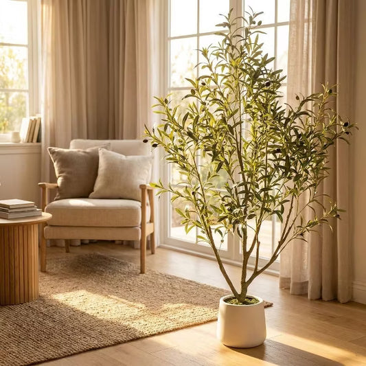 6FT Artificial Olive Tree Realistic Faux Olive Plant Realistic Olive Tree For Living Room & Home Office, With Lifelike Fruits Planter