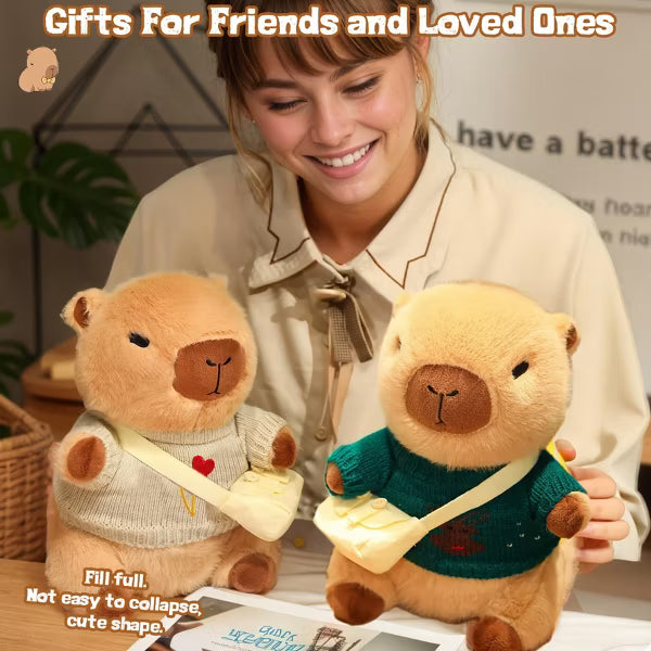 TITQWOP Capybara Plush Toy with 9 Clothes and Accessories Super Soft Capybara Stuffed Animal for Kids Girls Boys 10.2inch