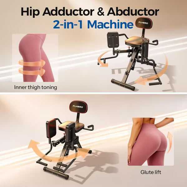 FED FITNESS 2-in-1 Hip Adductor & Abductor Machine, 6 Adjustable Resistance Bands,Dual Foot Bar, Home Gym for Glute & Inner Thigh