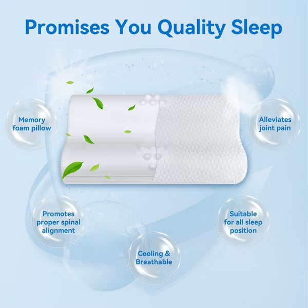Neck pillow, 3-layer memory foam neck pillow for neck pain, cool and breathable, adjustable sandwich pillow