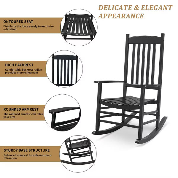 Karl Home 46 in. Solid Wood Outdoor Rocking Chair