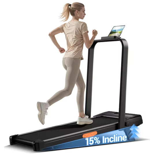 15 Incline 4-in-1 Walking Pad Treadmill, Foldable Under Desk Treadmill for Home & Office, Quiet 2.5 HP Motor (deep black)