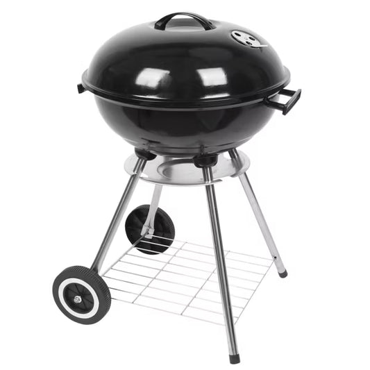 Karl Home 18 in. Apple Charcoal Grill in Black with Wheels Portable Kettle Barbecue Grill with Stand