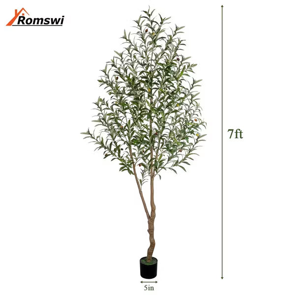 Romswi 6FT Artificial Olive Tree, Realistic Faux Plants, Fake Potted Tree with Fruits, Outdoor Indoor Decor for Home Office