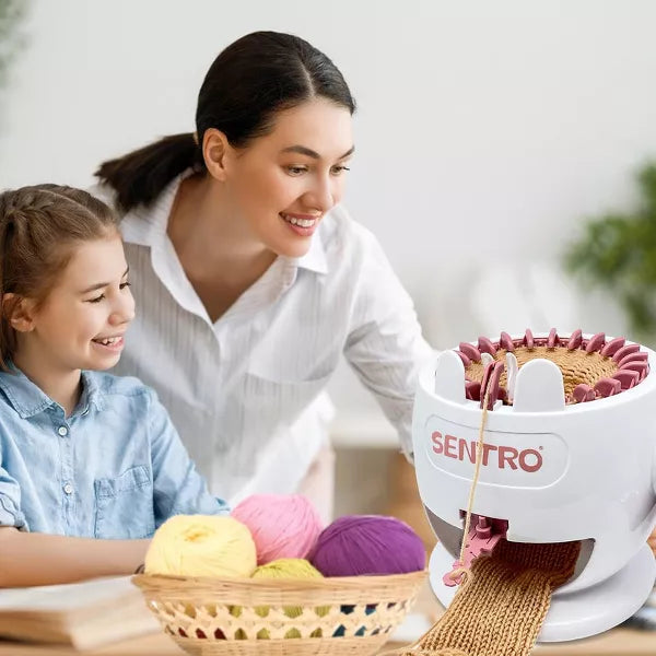 SENTRO 22-Needle Pink Knitting Machine | Easy DIY Scarves & Hats | Fast Beginner & Kid-Friendly Craft Kit