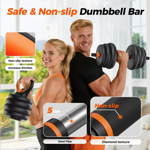 FLYBIRD Adjustable Dumbbells,70lbs Free Weight Set with Connector,5 in1 Dumbbells Set as Barbell,Kettlebell,Push up Stand,Weight Plate