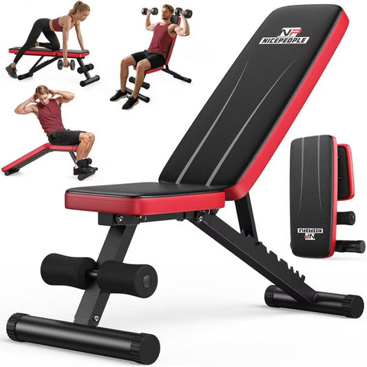 FED FITNESS Basic Adjustable Weight Bench for Home Gym, Foldable Workout Bench with 8 Backrests, 660LBS Weight Capacity
