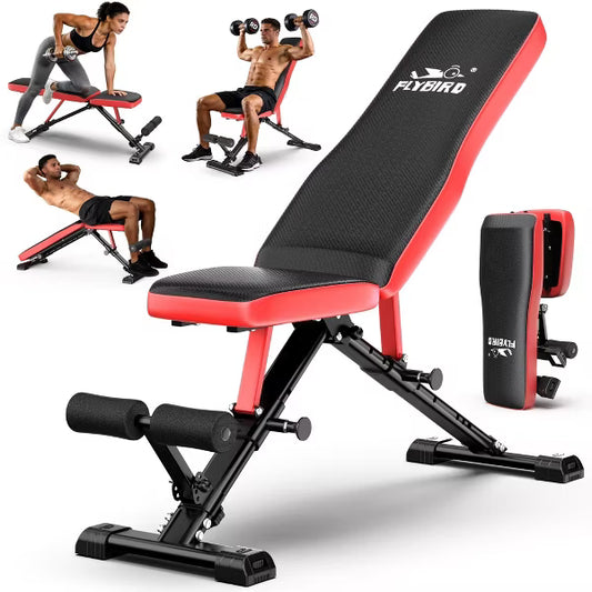 FED FITNESS Collapsible Exercise Folding Adjustable Weight Bench, Strength Training Workout Bench up to 6.2' , 880lbs Weight Capacity