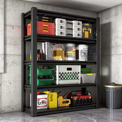 VIYET 78"H Heavy-Duty Metal Shelving with Pegboard Wheels Adjustable Multipurpose Storage Rack for Garage/Warehouse/Office/Kitchen