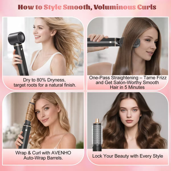 5 in 1 Hair Styler for Woman,Air Curling Wrap,Drying,Curling,Straightening & Volumizing,Hot Air Curler Dryer Brush Tool Set,Curl Styling Tools