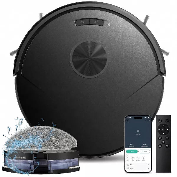 Teendow 2 in 1 Robot Vacuum and Mop Combo,8000Pa Self-Charging Robotic Vacuum Cleaner for Pet Hair, Hard Floors & Carpets,120-Min, App & Voice Control