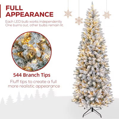 Vivatrees 6 Ft Prelit Artificial Xmas Tree with 10 Lighting Modes Metal Stand Hinged Design Realistic Holiday Pine Tree