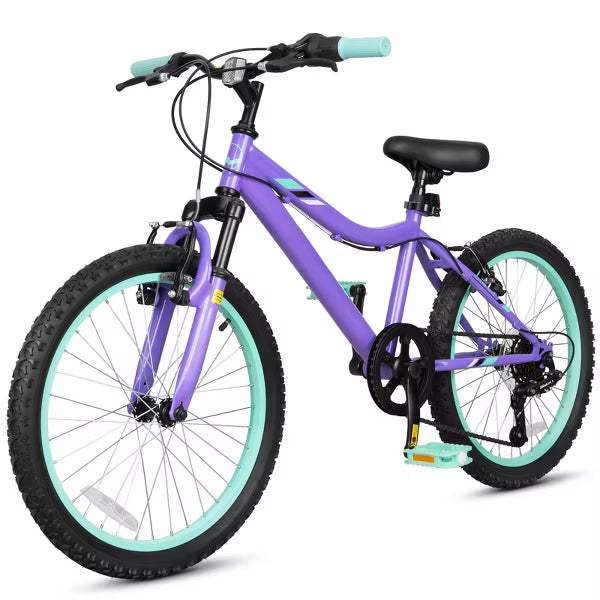 Hykolity 20 in Kid Mountain Bike, Kids Bicycle for Age 6-11 Years Old, Girl Bike MTB 6 Speed, Adjustable Seat Height Purple