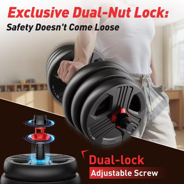 FED FITNESS Adjustable dumbbell set, 45 lbs Weights set with upgraded nut, 5 in 1 Weight Set Used, Fitness Exercise for Home Gym