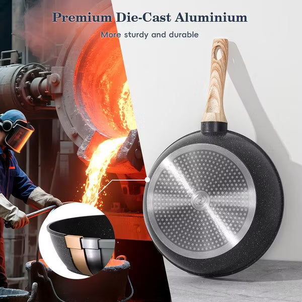 SODAY 12pcs Pots and Pans Set Non Stick Kitchen Cookware Sets Induction Cookware Nonstick Granite Cooking Set with Frying Pans, Saucepans.