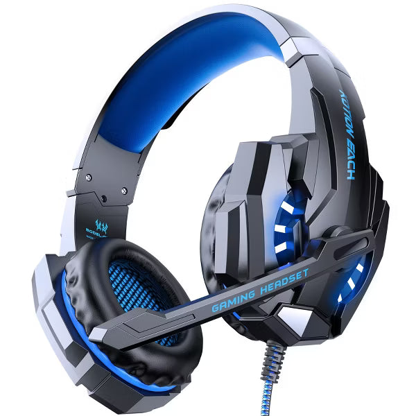 Gaming Headset with Microphone, Compatible with PS4 PS5 Xbox One PC Laptop, Over-Ear Headphones with LED Light, Noise Canceling Mic
