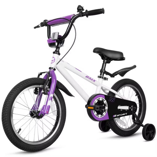 Hykolity 16 Inch Kids Bikes Boy Girl BMX Style Bicycle Ages 4-7 Years Old Coaster Brake Sport Cycling Child Bike with Trainning Wheel White