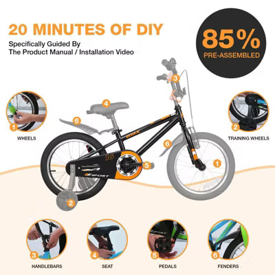 Hykolity 20 Inch Kids Bikes Boy Girl BMX Style Bicycle Ages 6-12 Years Old Coaster Brake Sport Cycling Child Bike with Kickstand Black