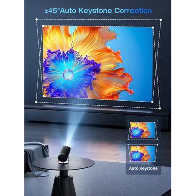 ARTSEA Projector 4K 1080P Support, Mini Projector Smart for Movie Projection Compatible with Phone-Black