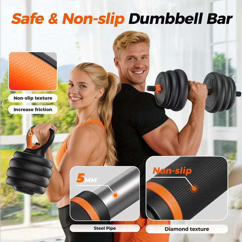 FLYBIRD Adjustable Dumbbells,90lbs Free Weight Set with Connector,5 in1 Dumbbells Set as Barbell,Kettlebell,Push up Stand,Weight Plate
