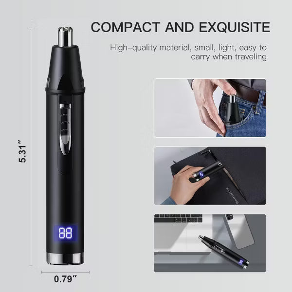Hoey Ear and Nose Hair Trimmer for Men Women, Travel Portable USB Rechargeable