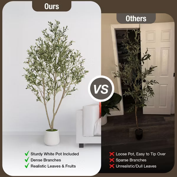 Romswi Faux Olive Tree with Oval White Planter, 5 FT Tall Faux Olive Trees, with Natural Wood Trunk Lifelike Fruits, Fake Greenry Plant for Home Decor