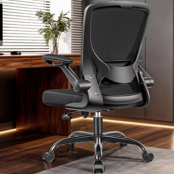 KERDOM Ergonomic Office Chair, Mesh Computer Desk Chair with Adjustable Back Lumbar Support and Armrests, Black
