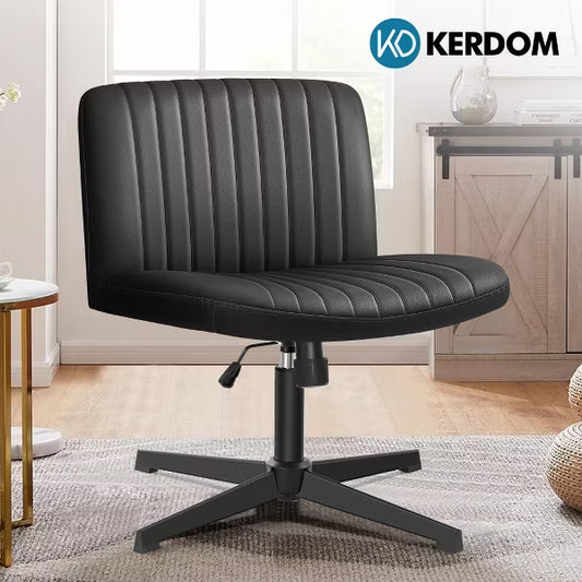 KERDOM Office Chair Adjustable Swivel Computer Desk Chair with High Density Fabric Padded Seat for Home Office Use, Black
