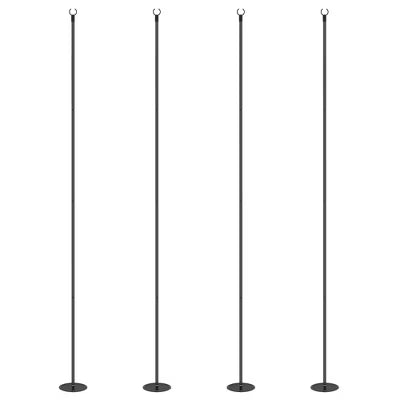 4 Pack of 10' String Light Poles, Steel Hanging Lighting Stand for Patio, Backyard, Deck, Wedding, Party, Black