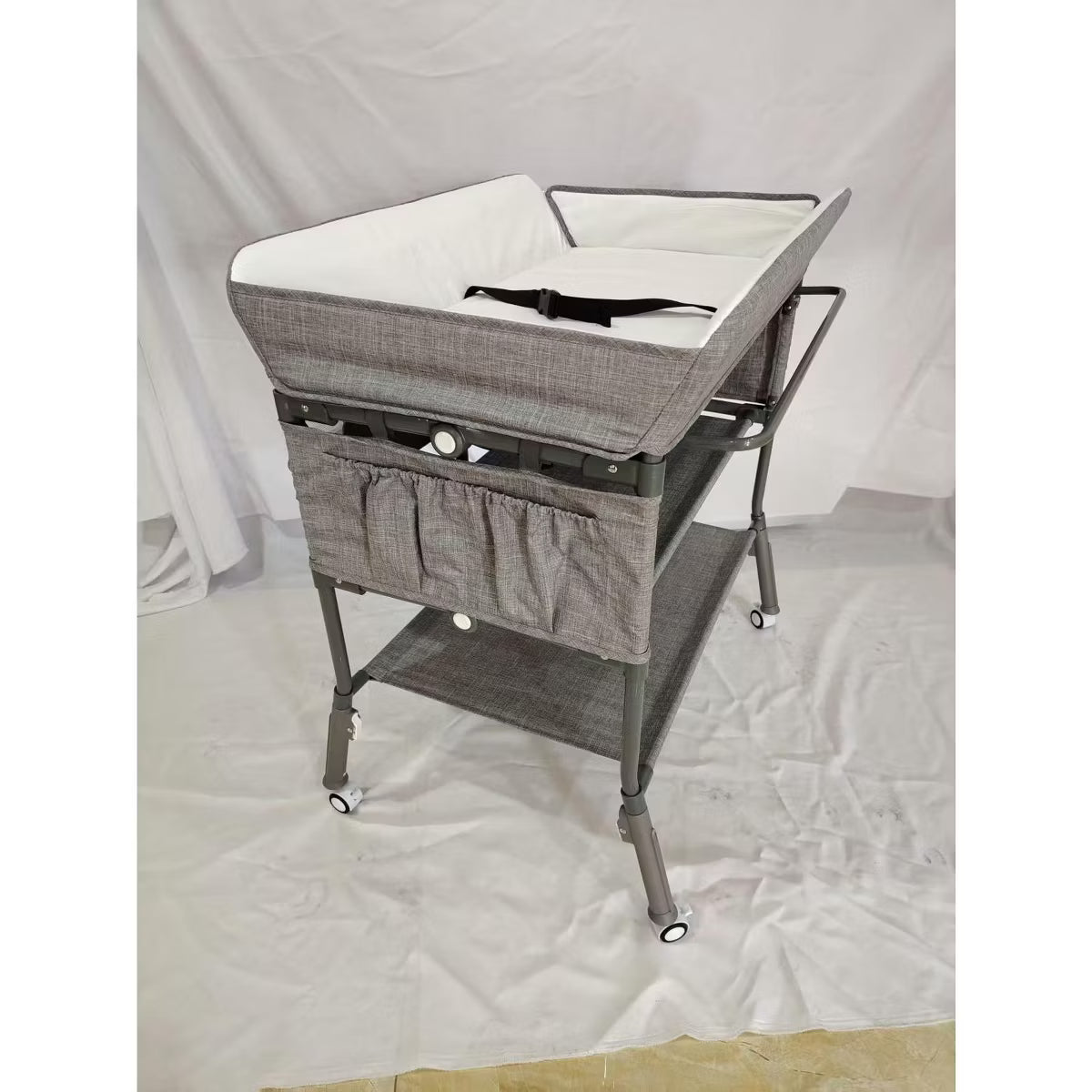 TODECARE Baby Changing Table, Foldable Portable Diaper Changing Station with Adjustable Height, Waterproof Changing Table for Newborns, Gray