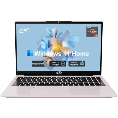 NIMO 15.6'' IPS FHD Laptop Computer, AMD Ryzen 5 3500U, 16GB RAM 1TB SSD, Backlit Keyboard Fingerprint , BT5.2 Win 11 Home , Rose Gold