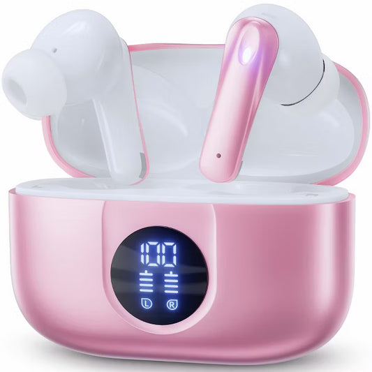 VEAT00L P91 Wireless Stereo Earbuds, Bluetooth 5.4, ENC Mics, 60H Playback, Dual LED Display, IPX7 Waterproof, for Android iOS