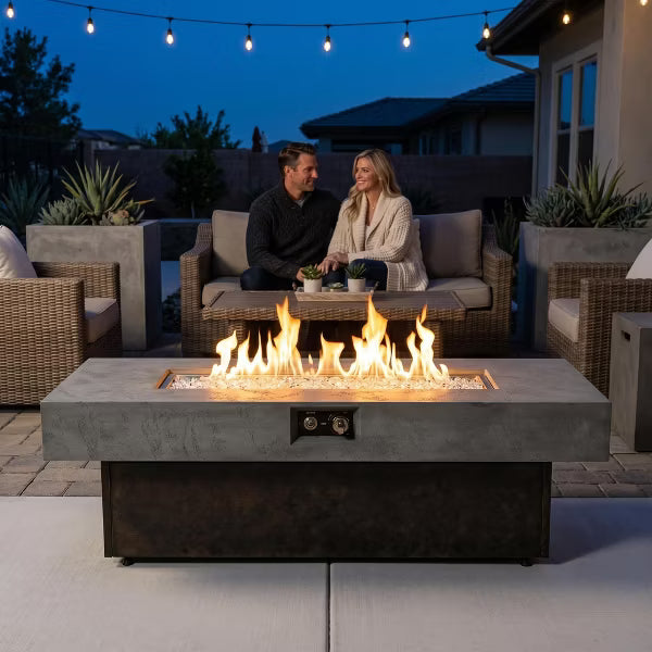 Tabletop Propane Fire Pits, 55 x 23 in, 50,000 BTU outdoor firepit table, Suitable for Outdoor, Patio, Balcony, three height options
