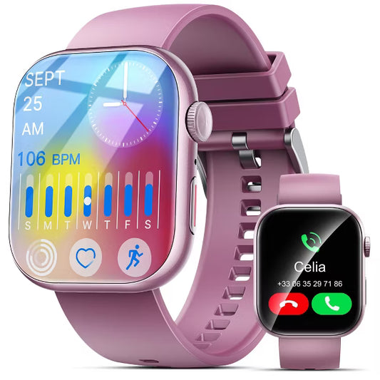 Smart Watch Fitness Tracker, 2.01" HD, Bluetooth Call, IP68 Waterproof, 170+ Sports Modes, Health & Sleep Monitor, for Android iOS, Pink