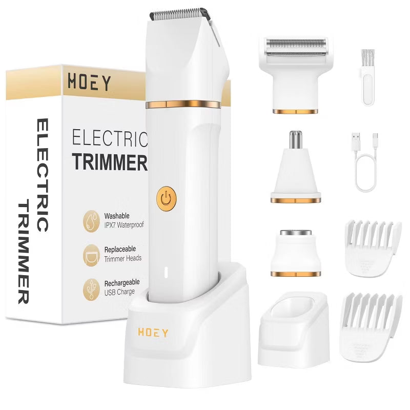 Hoey Women’s 4 in 1 Electric Grooming Kit and Bikini Trimmer - Waterproof Cordless Shaver