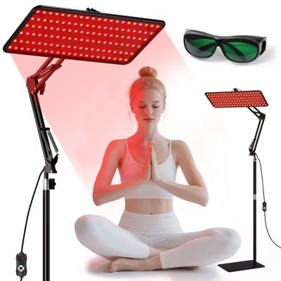 Morfone 120 LED Red Light Therapy Device with 660nm, 850nm, and 940nm Wavelengths. Suitable for body and facial care. Equipped with glasses.