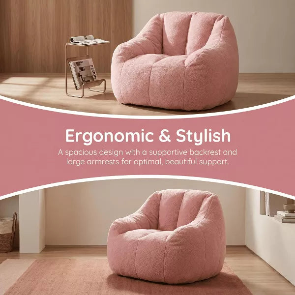Bean Bag Chair with Filler,Fluffy and Lazy Sofa, Comfy Cozy BeanBag Chairs with Memory Foam for Dorm, Apartment, Living Room