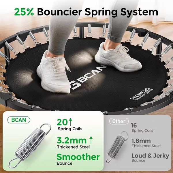 BCAN 48" Foldable Mini Trampoline,Rebounder Trampoline for Adults Workout,Adjustable Foam Handle,Max 440lbs